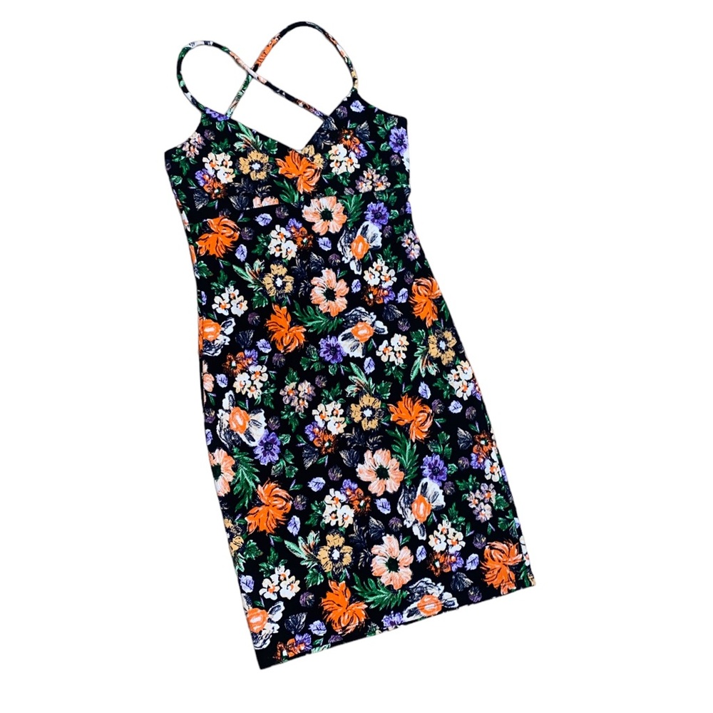 Summer dress mini floral cross back